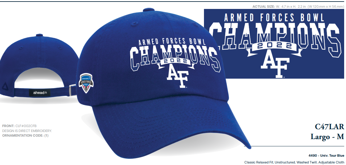 Air Force!!! Your 2022 Armed Forces Bowl Champions!! Cap